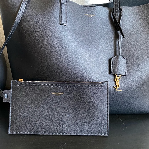 EUC YSL Saint Laurent East West Supple Leather Shopping Tote Black - Picture 2 of 14